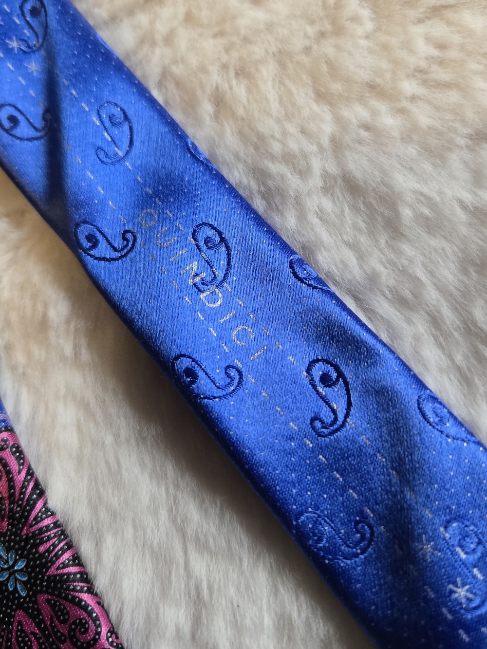 Ermenegildo Zegna Quindici Blue Tie with Multicolor Medallion Motifs - Picture 6 of 10
